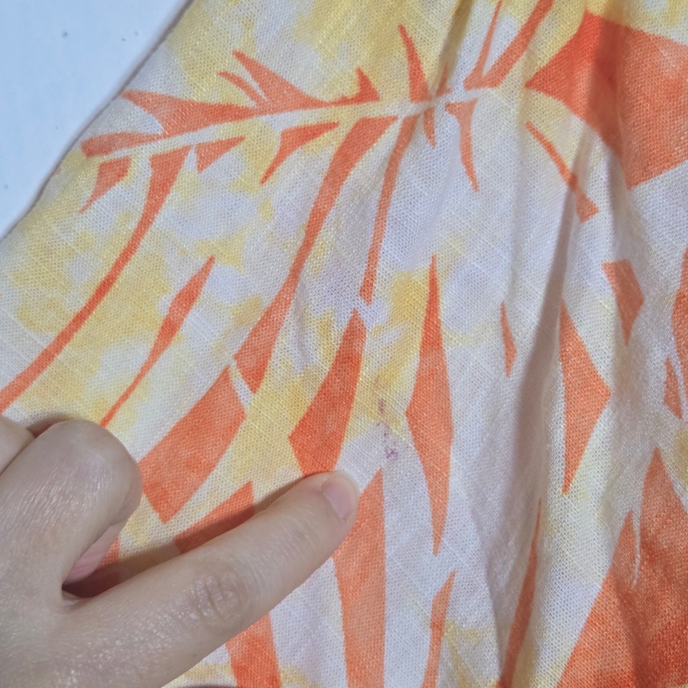 Land n Sea Orange Linen Blend Tropical Top Medium Boho Summer Coastal Resort - Picture 3 of 9